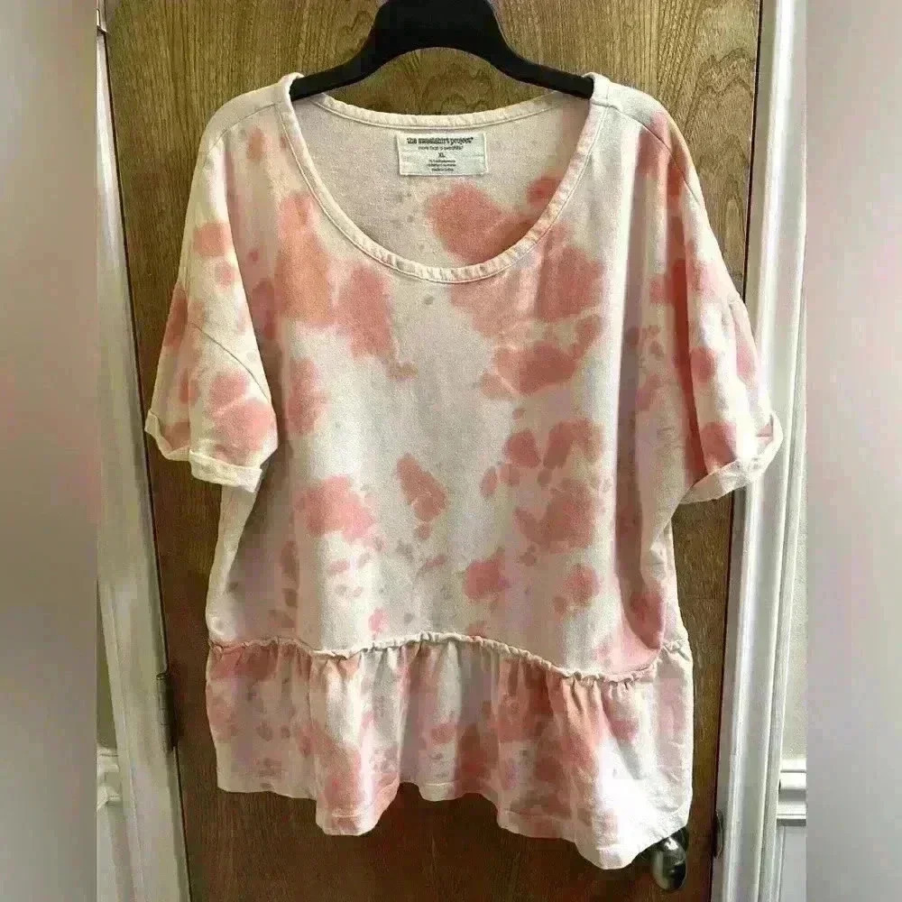 The Sweatshirt Project Pink Tie Dye Sweatshirt Size XL Peplum